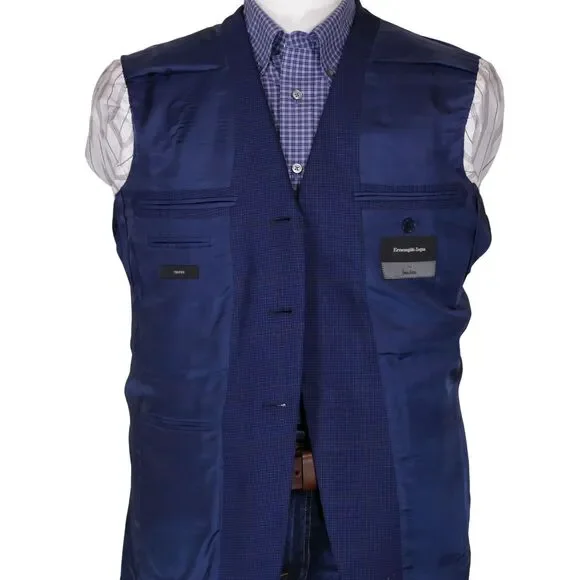 Ermenegildo Zegna Sport Coat Blazer Men 38S Blue Plaid Trofeo Wool 3-Button - Picture 7 of 12